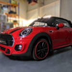 Red AlloyGator Wheel and Tyre Protection on Red Mini