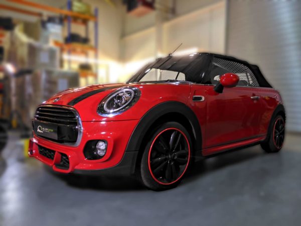 Red AlloyGator Wheel and Tyre Protection on Red Mini