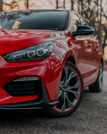 Red AlloyGator Wheel and Tyre Protection on Red Hyundai