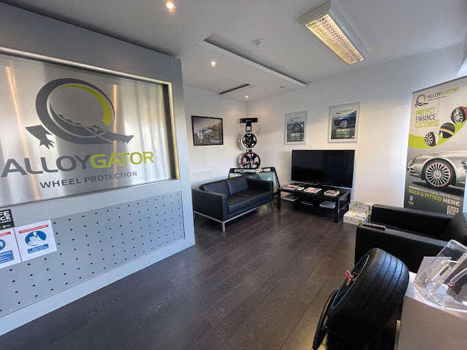 AlloyGator Holding Ltd. lobby in Redditch, UK. Our car service sells AlloyGators, Maxton design Body Kits, Tyres, Brakes, Suspension and Service performance cars